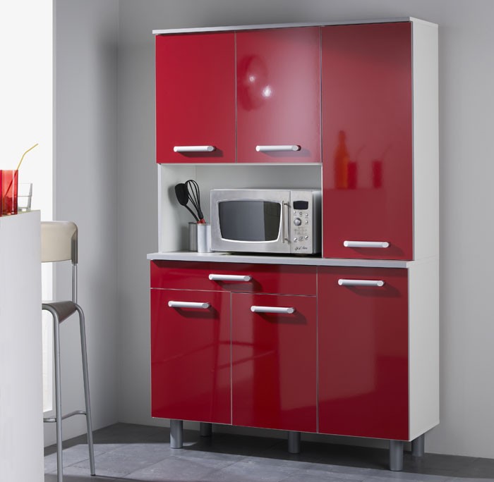 Küchenbuffet, küchenzeile cereza 120x187x44, weià rot hochglanz ... Schrank rot