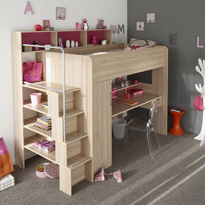 Hochbett etagenbett 245x201x122cm kernbuche schreibtisch ...