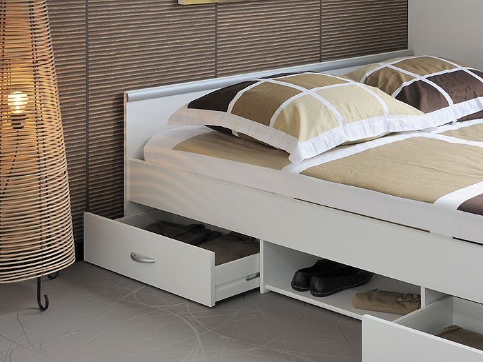 Jugendbett bett 140x200 weiss lattenrost matratze bettkasten ...