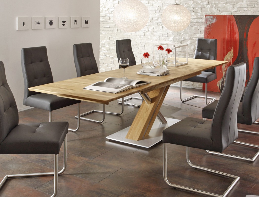 Hochwertiger säulentisch esstisch ausziehbar rechteckig säule c ... Design holztische