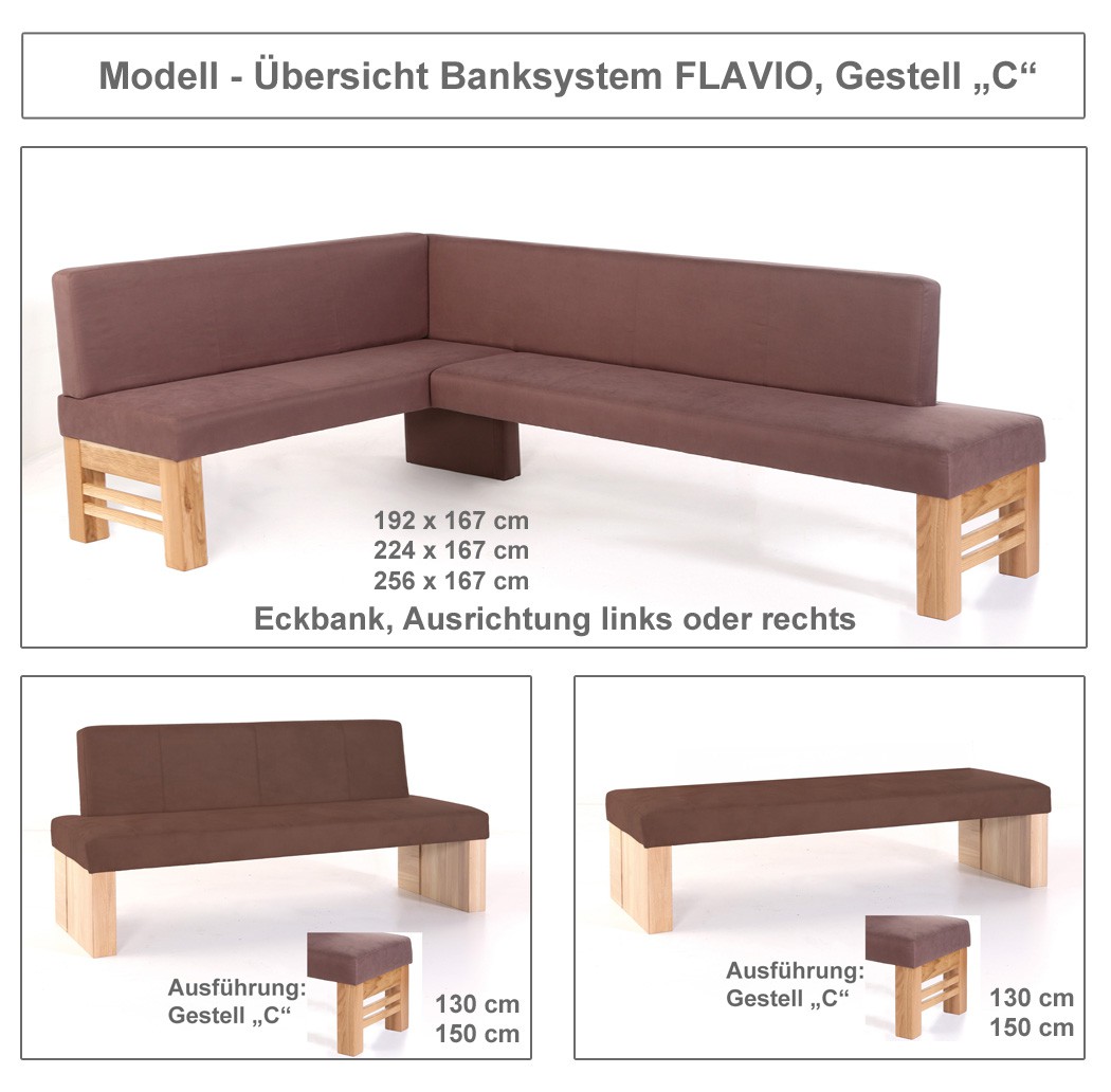 hochwertige Sitzbank mit Lehne Polsterbank Massivholz Bank ...