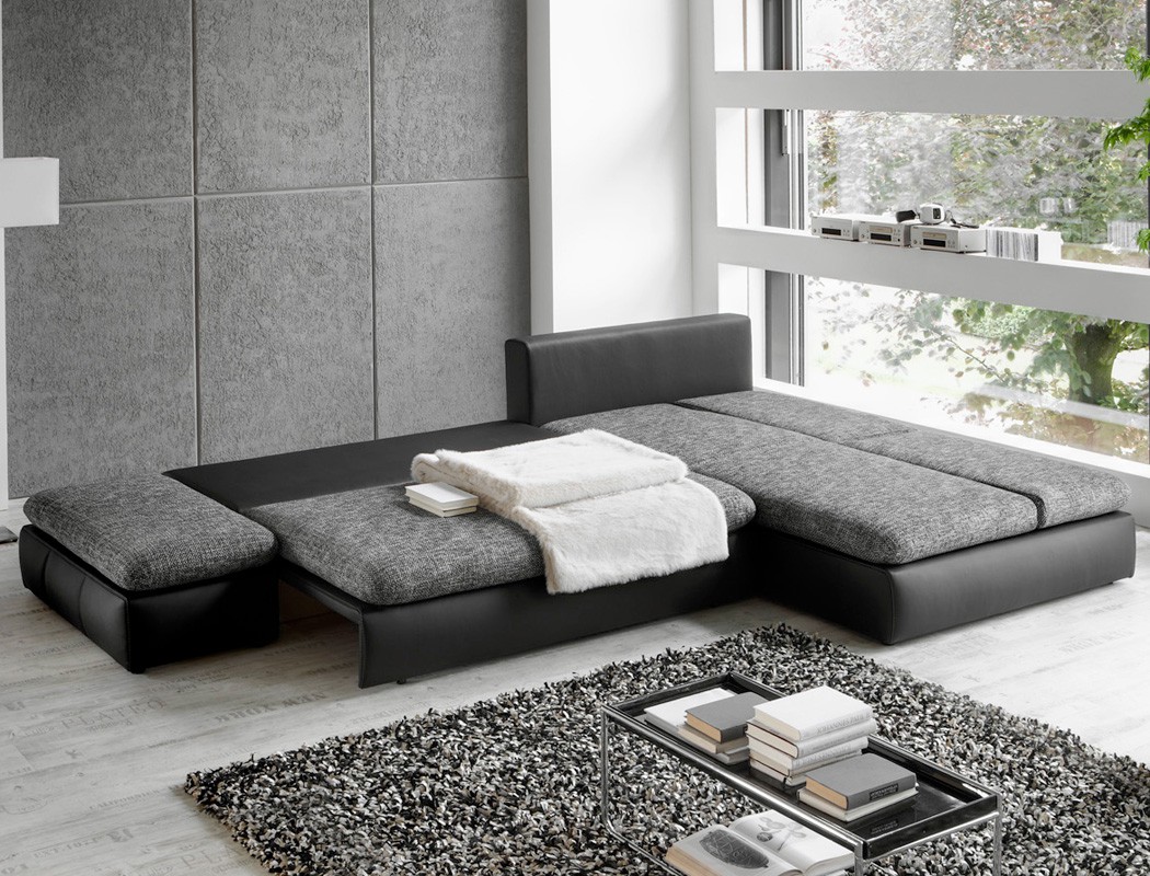 Wohnlandschaft ecksofa 326x208 grau schwarz polsterecke couch ...