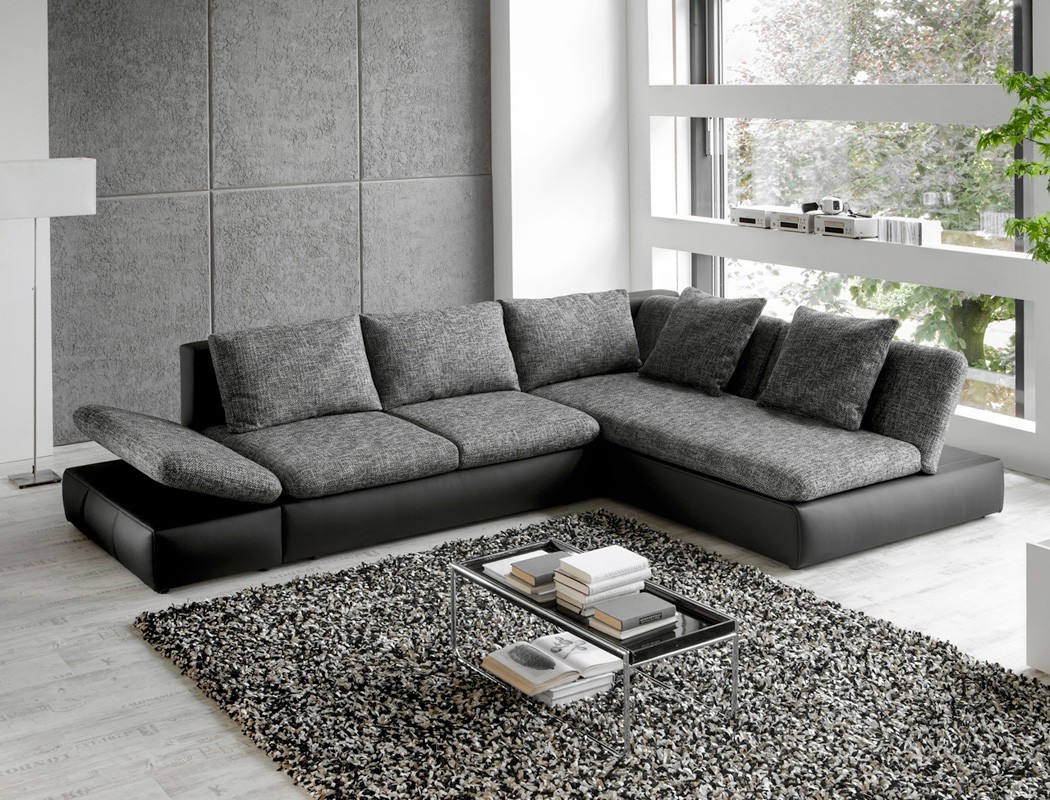 Wohnlandschaft ecksofa 326x208 grau schwarz polsterecke couch ...