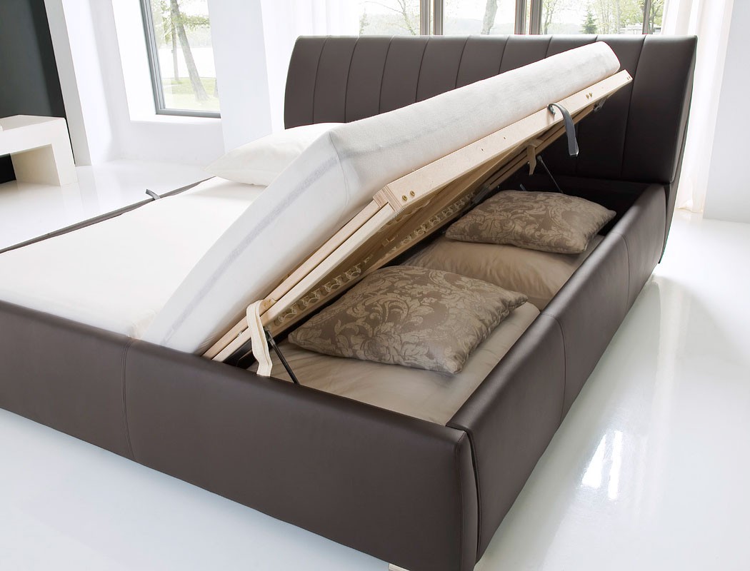 Polsterbett Doppelbett 180x200 Bett braun Bettkasten ...