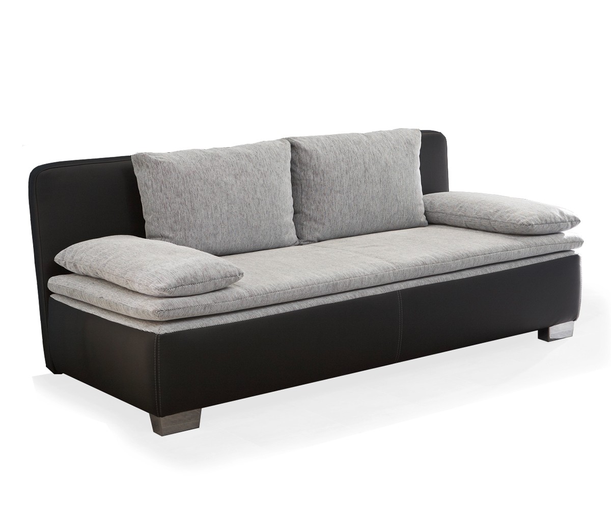 Schlafsofa, couch duana 203x90cm, hellgrau schwarz schlafcouch ...