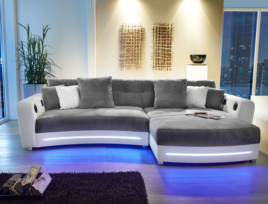 Multimedia sofa larenio hifi wohnlandschaft 322x200 cm grau weià ...