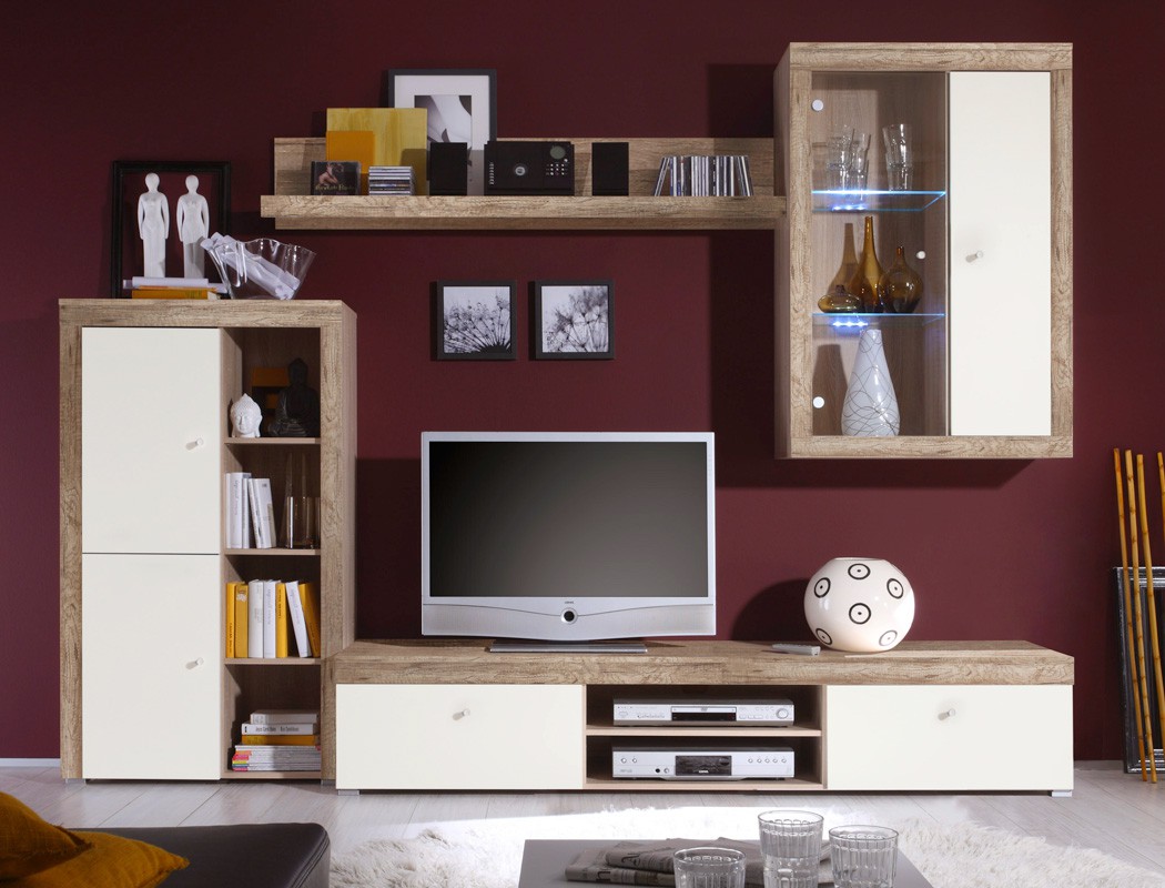Wohnwand lamount b 284x202x50 cm eiche magnolie schrank wohnzimmer ... Wohnzimmerschrank design