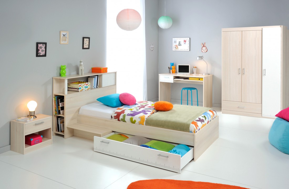 Jugendzimmer chiron 10 akazie nb bett regal nako schreibtisch ... Bett mit schrank