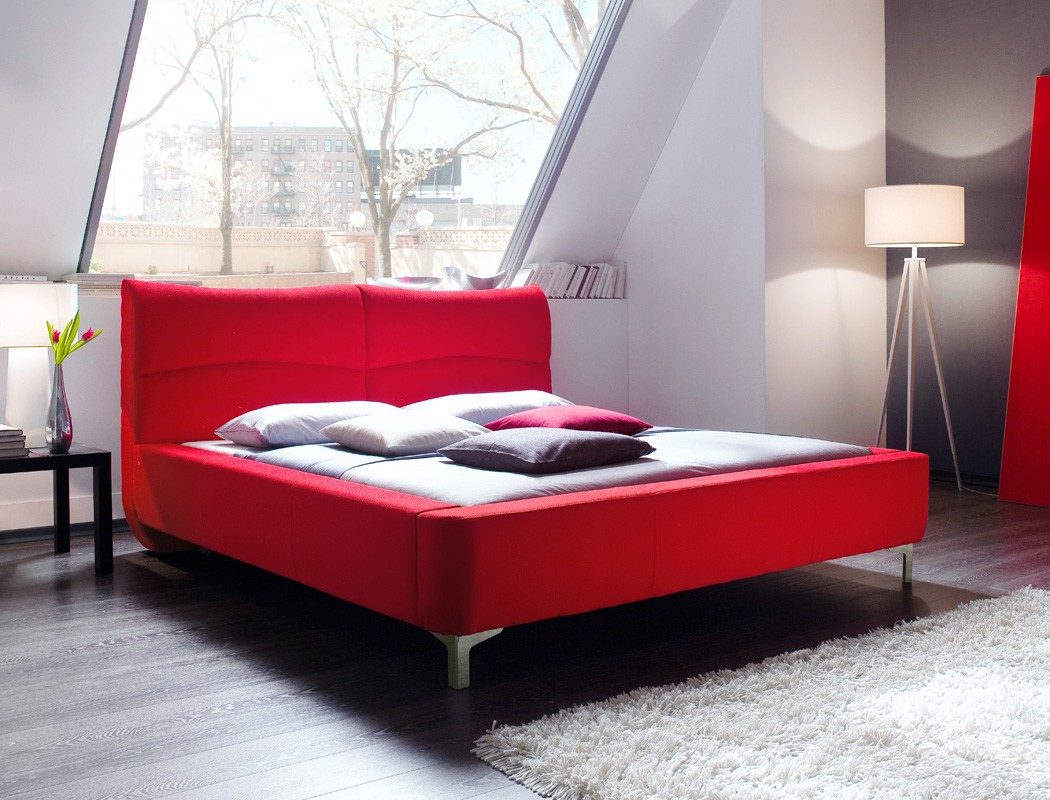 Polsterbett cloude bett 180x200 cm stoffbezug rot doppelbett ... Doppelbett 180x200