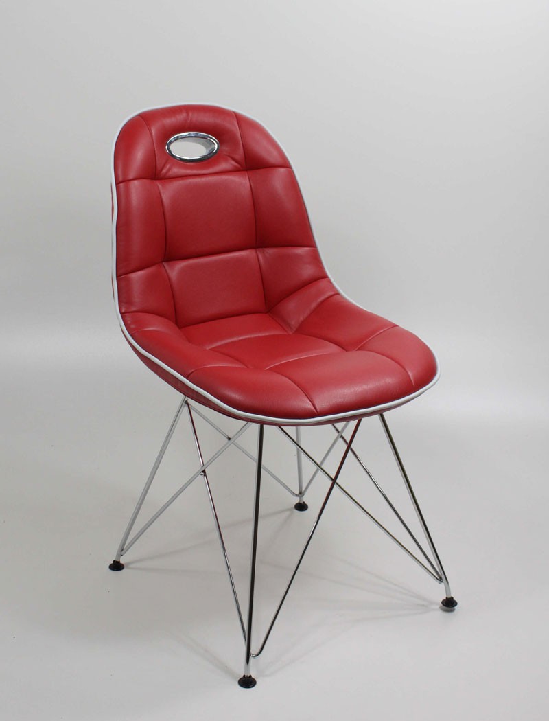 Stuhlgruppe Anabel verchromt Kunstleder rot Designerstuhl Schalenstuhl Stuhlgruppe Anabel verchromt Kunstleder rot Designerstuhl Schalenstuhl