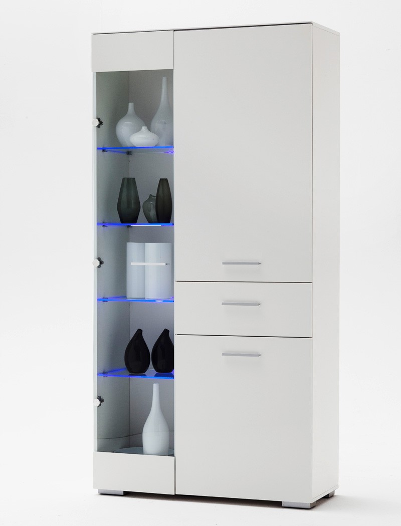 Vitrine paskal 98x198x40 weià hochglanz glasvitrine schrank ...