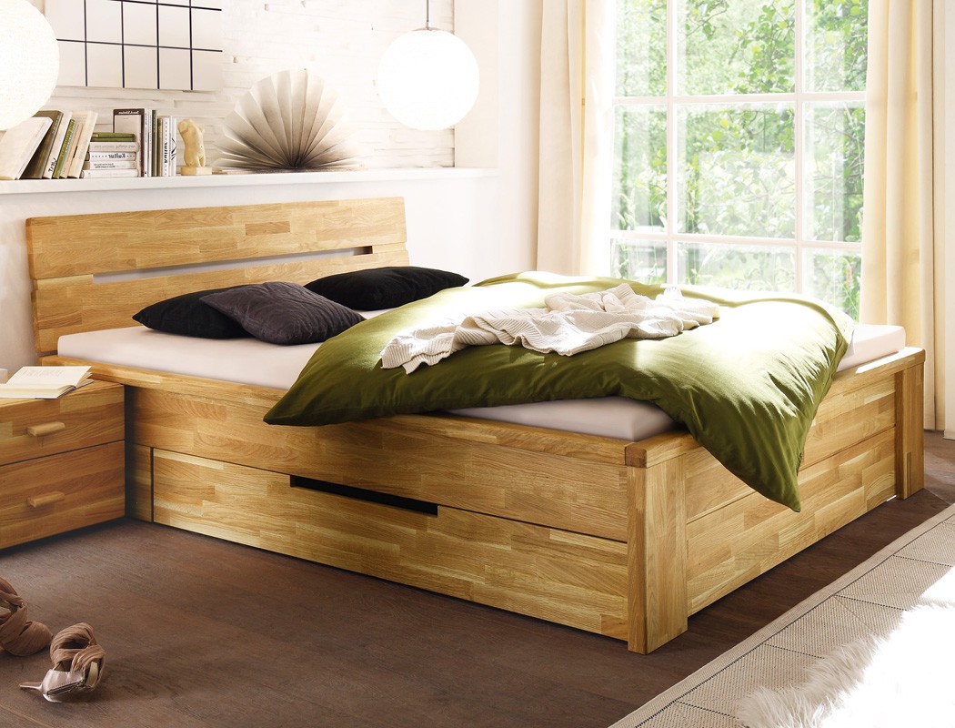 Massivholzbett caspar 180x200 wildeiche geölt stauraumbett ... Doppelbett 180x200