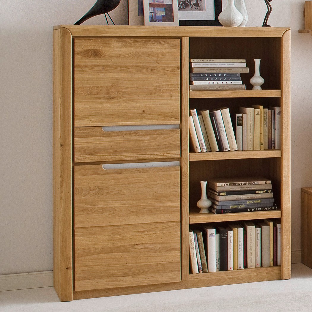 Regal pisa 4 eiche bianco massiv 114x134x41 cm wohnzimmerschrank ...