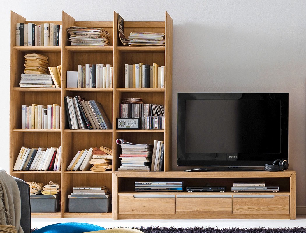 Medienwand pisa 20 eiche bianco massiv lowboard regal wohnwand tv ...