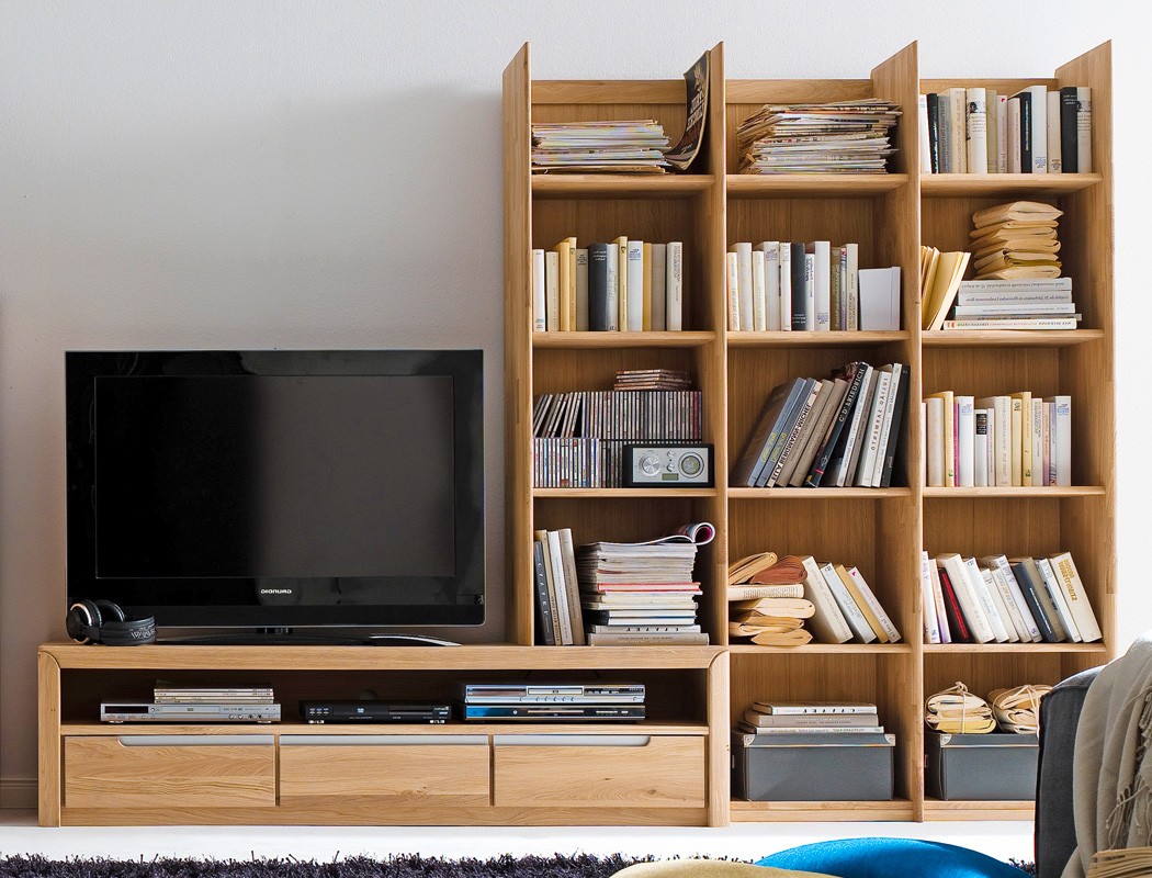 Medienwand pisa 20 eiche bianco massiv lowboard regal wohnwand tv ...