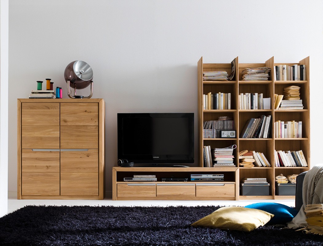 Wohnwand pisa 21 eiche bianco massiv lowboard regal schrank ...