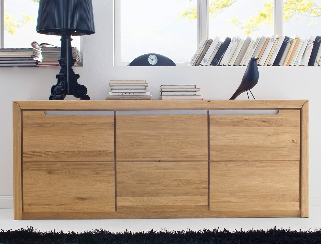 Wohnzimmer pisa 55 eiche bianco massiv 4 teilig wohnwand highboard ...