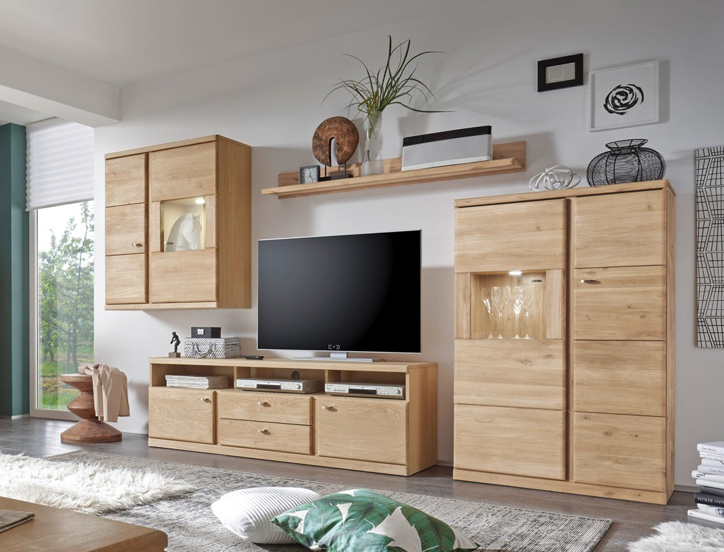 Highboard schmal Lanciano 90x140x40 cm Wildeiche