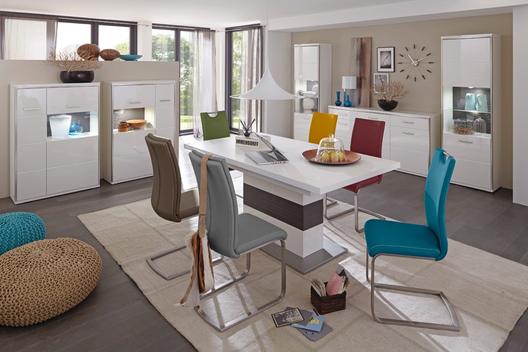 Esszimmer travis 41 weià hochglanz 6 teilig esstisch sideboard ...