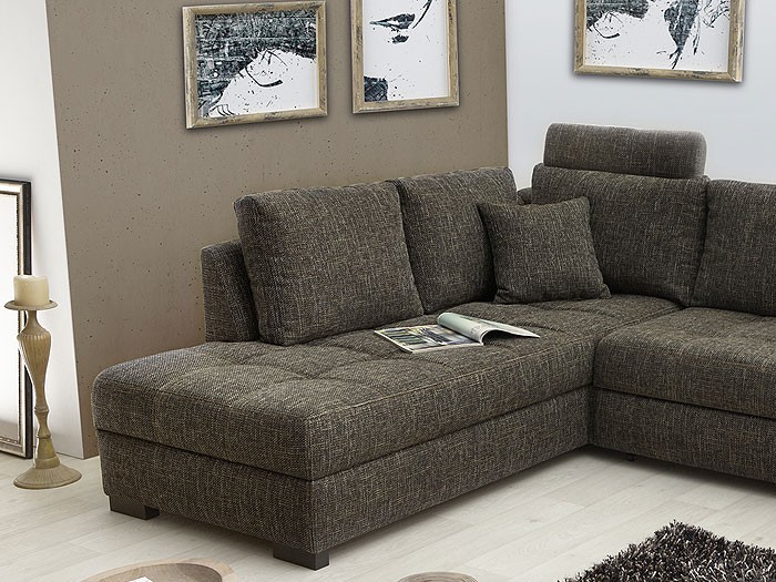 Polsterecke aurum braun grau 267x221cm bettfunktion sofa couch ... Wohnzimmer graue couch