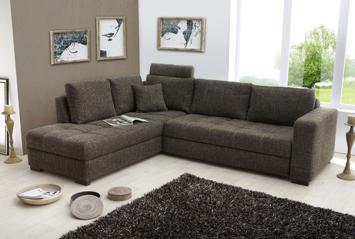 Polsterecke aurum braun grau 267x221cm bettfunktion sofa couch ...
