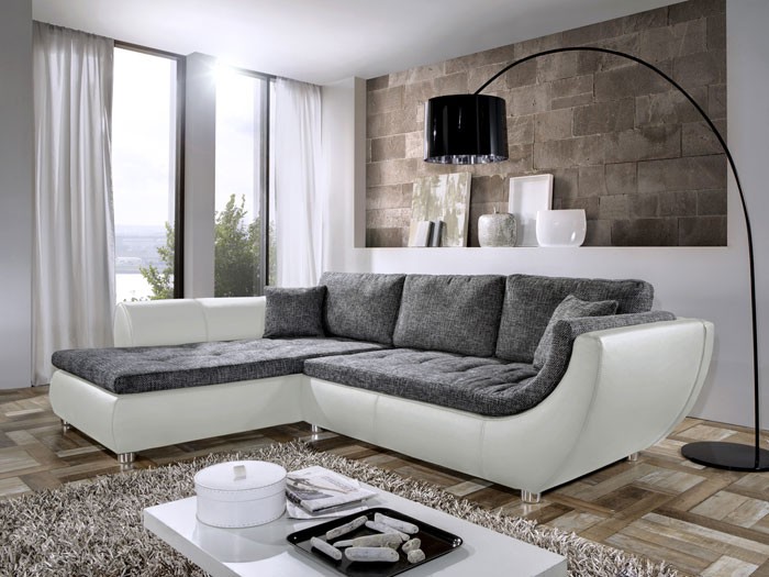 anthrazit, Kunstleder weiß Wohnzimmer Sofa & Couch Wohnlandschaften anthrazit, Kunstleder weiß Wohnzimmer Sofa & Couch Wohnlandschaften