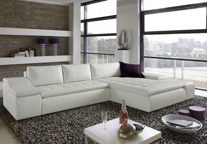 Luxus Gartenmobel Teak : Wohnlandschaft, Ecksofa Lynn, 360x211cm, Kunstleder weiß, Bigsofa Luxus Gartenmobel Teak : Wohnlandschaft, Ecksofa Lynn, 360x211cm, Kunstleder weiß, Bigsofa