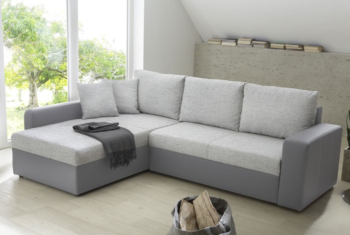 Couch Sofa Ecksofa 244x174cm hellgrau grau Polsterecke Schlafsofa 