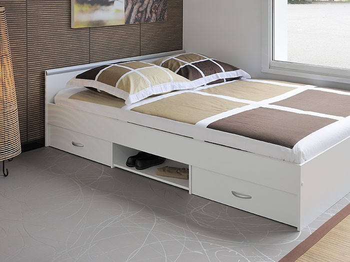Jugendbett Bett 140x200cm Mit 2 Bettkästen Weiss Jugendbett Bett 140x200cm Mit 2 Bettkästen Weiss