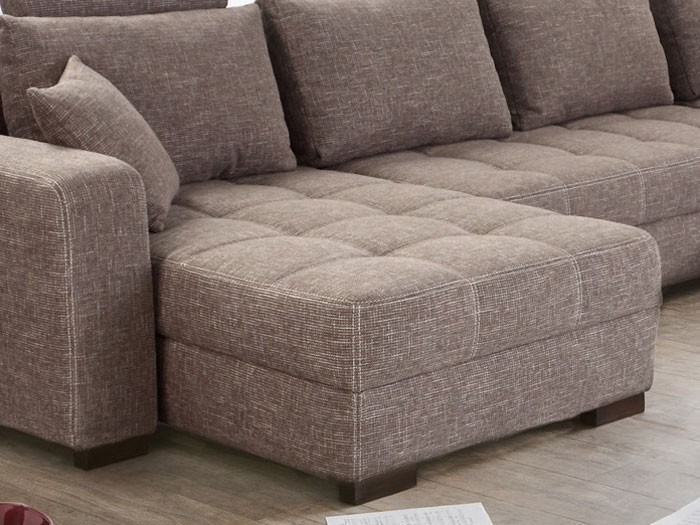 ~ Wohnlandschaft Antigua graubraun 357x222x162, Bettfunktion Sofa Couch Wohnlandschaft Braun Strukturstoff ~ Wohnlandschaft Antigua graubraun 357x222x162, Bettfunktion Sofa Couch