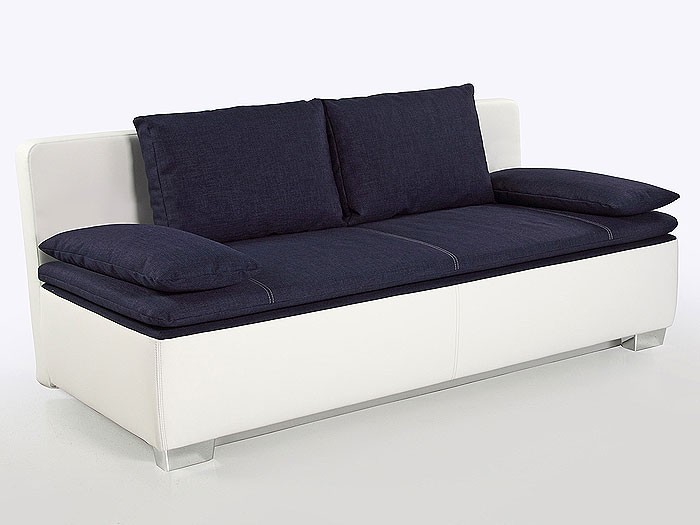 Schlafsofa, couch duana 202x96cm, blau weiss, dauerschläfer sofa ... Wohnzimmer blaue couch
