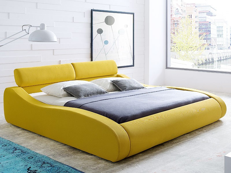 Polsterbett artura bett 180x200cm stoff gelb, singelbett ... Bett stoff