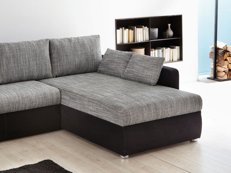 Ecksofa couch tifon 272x200cm grau schwarz bettfunktion ... Grau couch wohnzimmet
