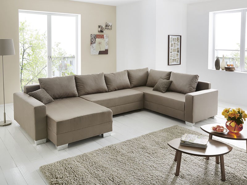 Wohnlandschaft amy, 320x220/160cm, schlammfarben, eckcouch sofa ... Wohnzimmer couch farbe