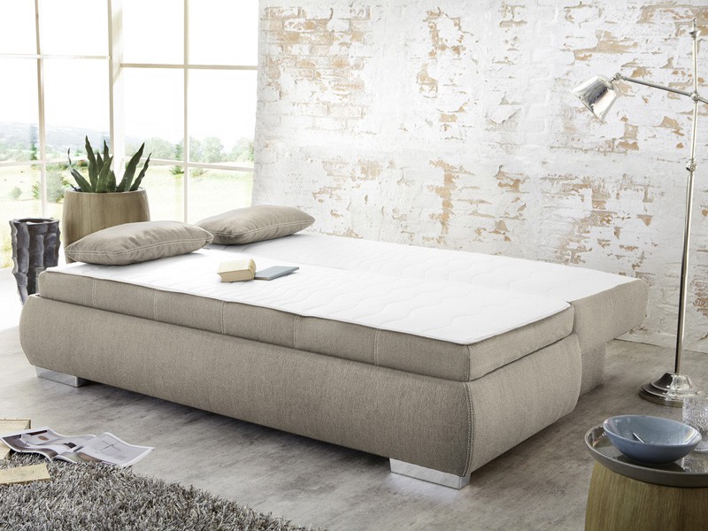 Dauerschläfer schlafsofa merlin 210x112cm beige, sofa boxspring ...