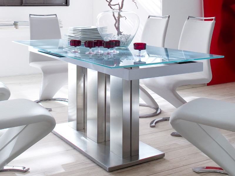 Esszimmer glastisch ausziehbar glas: glastisch ausziehbar ...