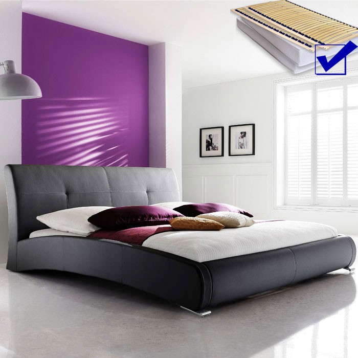 Polsterbett komplett amadeo bett 200x200 schwarz lattenrost ...