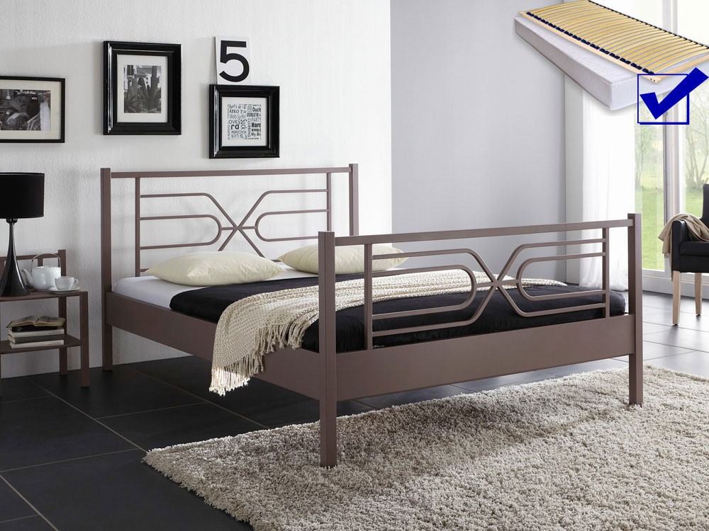 Metallbett Komplett Bett Flora Lattenrost Matratze Varianten Wohnbereiche Schlafzimmer