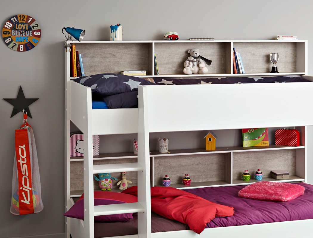 Etagenbett hochbett tomke 208x164x132cm weià grau für jungen ... Hochbett weiß