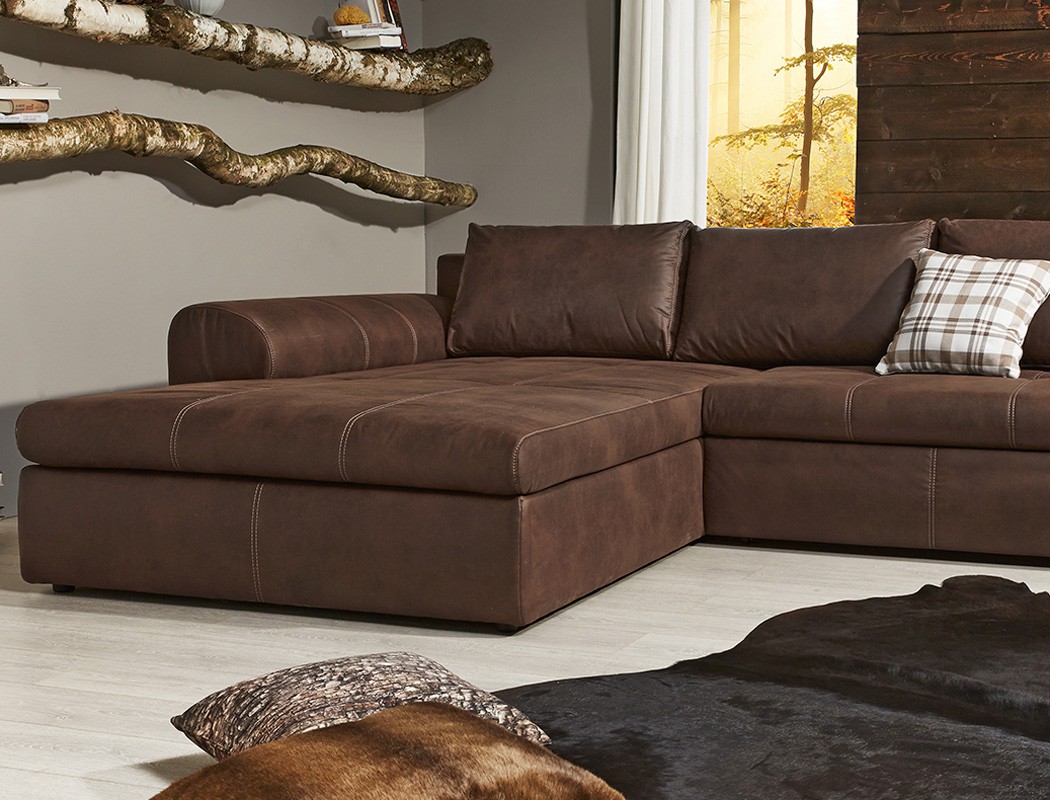 Wohnlandschaft 290x213 Sofa braun Couch Polsterecke - Wohnzimmer Couch Landhausstil