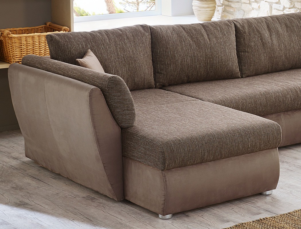 Wohnlandschaft sofa 326x231x166cm couch mikrofaser lava braun u ... Zimmer braune couch