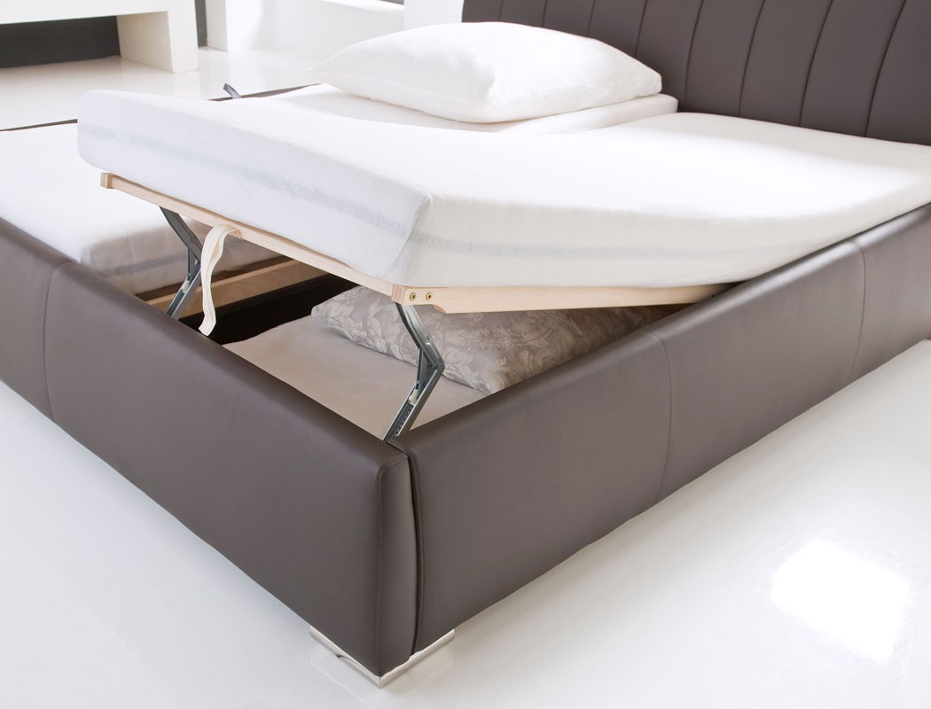 Polsterbett bett 180x200 braun ehebett bettkasten lattenrost ... Bett mit bettkasten