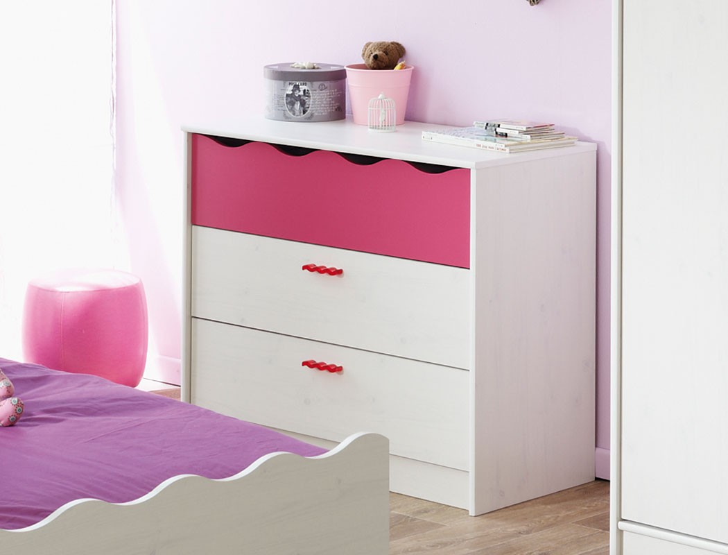Kinderzimmer lilan 2 weià pink kinderbett nachttisch kommode ...