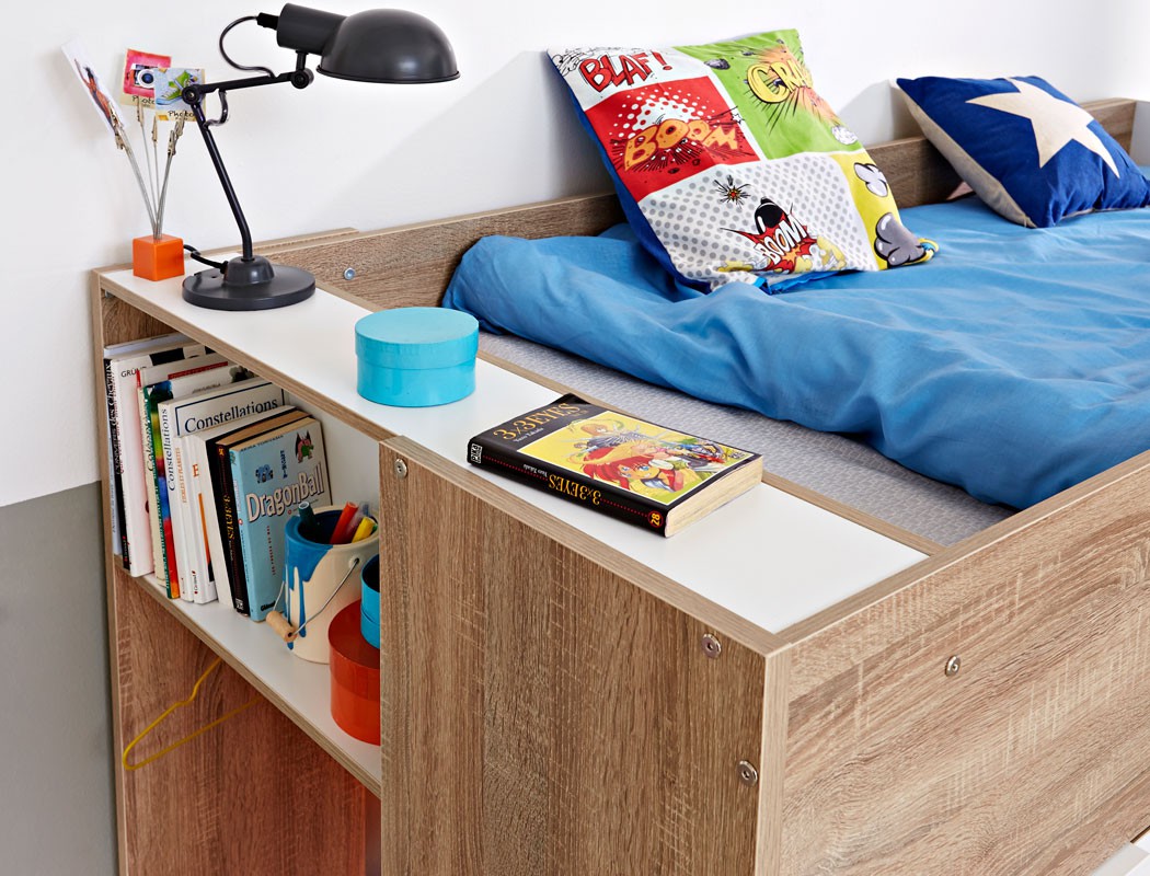 Etagenbett bett 90x200 cm eiche weià hochbett jugendbett ...